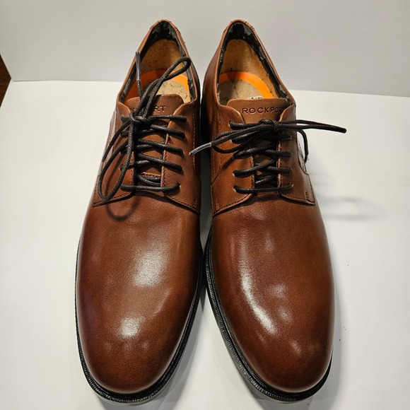 Rockport Walkability Mens Tan Brown Leather Derby Dress Shoes A12163 Size 11.5 M - Picture 2 of 14